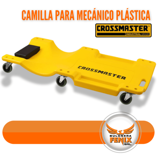 Descubre la Camilla para Mecánico Plástica de Crossmaster, diseñada para ofrecer la máxima comodidad y eficiencia durante largas jornadas de trabajo en el taller. Esta camilla, fabricada con materiales de alta resistencia, cuenta con un diseño ergonómico y ligero que facilita el acceso a los espacios más reducidos bajo los vehículos. Las ruedas robustas aseguran un desplazamiento suave y estable sobre cualquier superficie de trabajo. Ideal para profesionales que buscan durabilidad y practicidad en sus herramientas. Visita www.bulonerafenix.com para más información y adquiere este indispensable accesorio para tu taller.