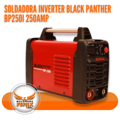 Soldadora Inverter Black Panther BP250I 250AMP – Eficiencia y Potencia al Alcance de tu Mano La soldadora Inverter Black Panther BP250I 250AMP es la elección perfecta para profesionales que buscan calidad y rendimiento en trabajos de soldadura. Diseñada para ofrecer un rendimiento óptimo con 250 amperios, esta máquina combina potencia y portabilidad en un diseño robusto y compacto. Características Destacadas: Tecnología Inverter: Mayor eficiencia energética y control preciso del arco para soldaduras más limpias y con menos salpicaduras. Portátil: Su diseño ligero y asa resistente permiten un fácil transporte y uso en diversas locaciones de trabajo. Durabilidad: Construida con materiales de alta calidad para soportar el uso intensivo en entornos industriales. Versátil: Ideal para una amplia gama de aplicaciones, desde reparaciones básicas hasta proyectos más complejos en metales ferrosos y no ferrosos. Adquiérela ya en Bulonera Fénix y lleva tus proyectos de soldadura al próximo nivel. Visita nuestra tienda en bulonerafenix.com o contáctanos directamente para más información sobre nuestros productos y ofertas.