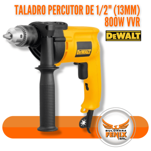 Descubre el Taladro Percutor DW508S de 1/2" (13mm) de DEWalt, tu aliado perfecto para cualquier proyecto. Con un motor de 700W y velocidad variable con reversa, este taladro maneja desde las tareas más simples hasta las más complejas con facilidad. Su diseño ergonómico y empuñadura suave te garantizan comodidad incluso en largas jornadas de trabajo. Ideal para profesionales y aficionados por igual, este taladro combina potencia y precisión. Visita www.bulonerafenix.com y equipa tu caja de herramientas con lo mejor de DEWalt.