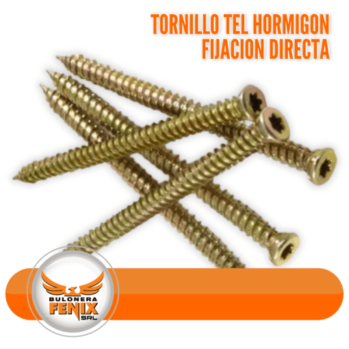 "Optimiza tus proyectos de construcción con el Tornillo Tel Hormigón para Fijación Directa, diseñado para proporcionar una instalación rápida y segura en hormigón y otros materiales mampuestos. Este tornillo de alta resistencia garantiza un agarre fuerte y duradero, ideal para montajes estructurales y aplicaciones industriales donde la estabilidad es crucial. Disponible en www.bulonerafenix.com, el Tornillo Tel Hormigón es la solución perfecta para quienes buscan eficiencia y fiabilidad en sus fijaciones. Adquiérelo hoy y asegura la máxima adherencia y rendimiento en tus construcciones."