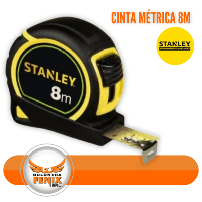 La Cinta Métrica Stanley de 8 metros es la herramienta definitiva para profesionales y entusiastas del bricolaje que buscan precisión y durabilidad en sus proyectos. Con un diseño robusto y ergonómico, esta cinta métrica garantiza mediciones exactas hasta 8 metros, ideal para una amplia gama de aplicaciones, desde construcción hasta remodelaciones caseras. Su mecanismo de retracción suave y seguro permite un manejo cómodo y eficiente, mientras que la construcción resistente asegura que la cinta soporte el uso diario intenso. Equipada con una precisión milimétrica, la Cinta Métrica Stanley es un complemento indispensable en cualquier caja de herramientas.