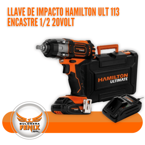 La Llave de Impacto Hamilton ULT 113 con encastre de 1/2" y 20 voltios es una herramienta eléctrica potente y confiable diseñada para ofrecer un rendimiento excepcional en aplicaciones de apriete y desapriete. Esta llave de impacto es ideal para trabajos automotrices, montajes de maquinaria y proyectos de construcción donde se requiere alta torsión. Equipada con una batería de 20 voltios, proporciona una larga duración de operación sin necesidad de cables, aumentando la comodidad y la movilidad en el trabajo. Su diseño ergonómico y ligero facilita el manejo y reduce la fatiga del usuario durante el uso prolongado. Además, cuenta con múltiples ajustes de velocidad que permiten un control preciso según las necesidades específicas de cada tarea. Robusta y duradera, la Llave de Impacto Hamilton ULT 113 es la herramienta perfecta para profesionales que buscan eficiencia y resultados de alta calidad en sus trabajos más exigentes.