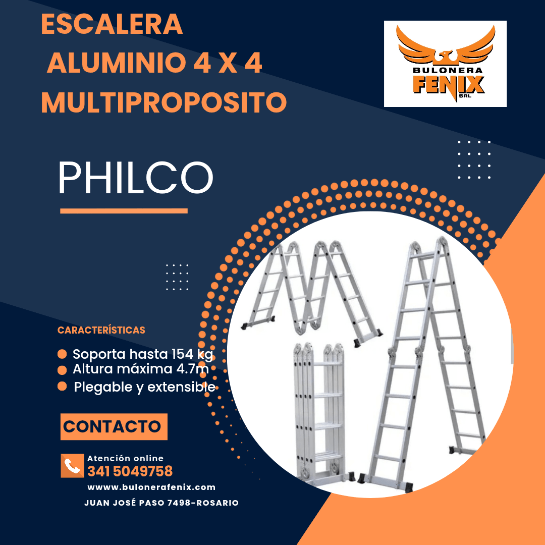 ESCALERA DE ALUMINIO 4 X 4 PHILCO