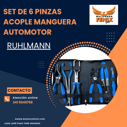 SET DE 6 PINZAS ACOPLE MANGUERA AUTOMOTOR